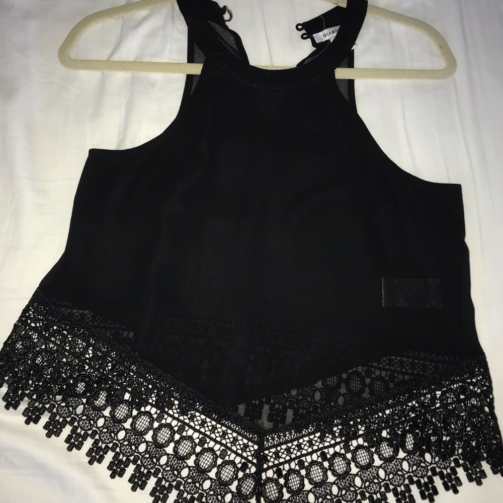 Urban outfitters black tank with embroidery design